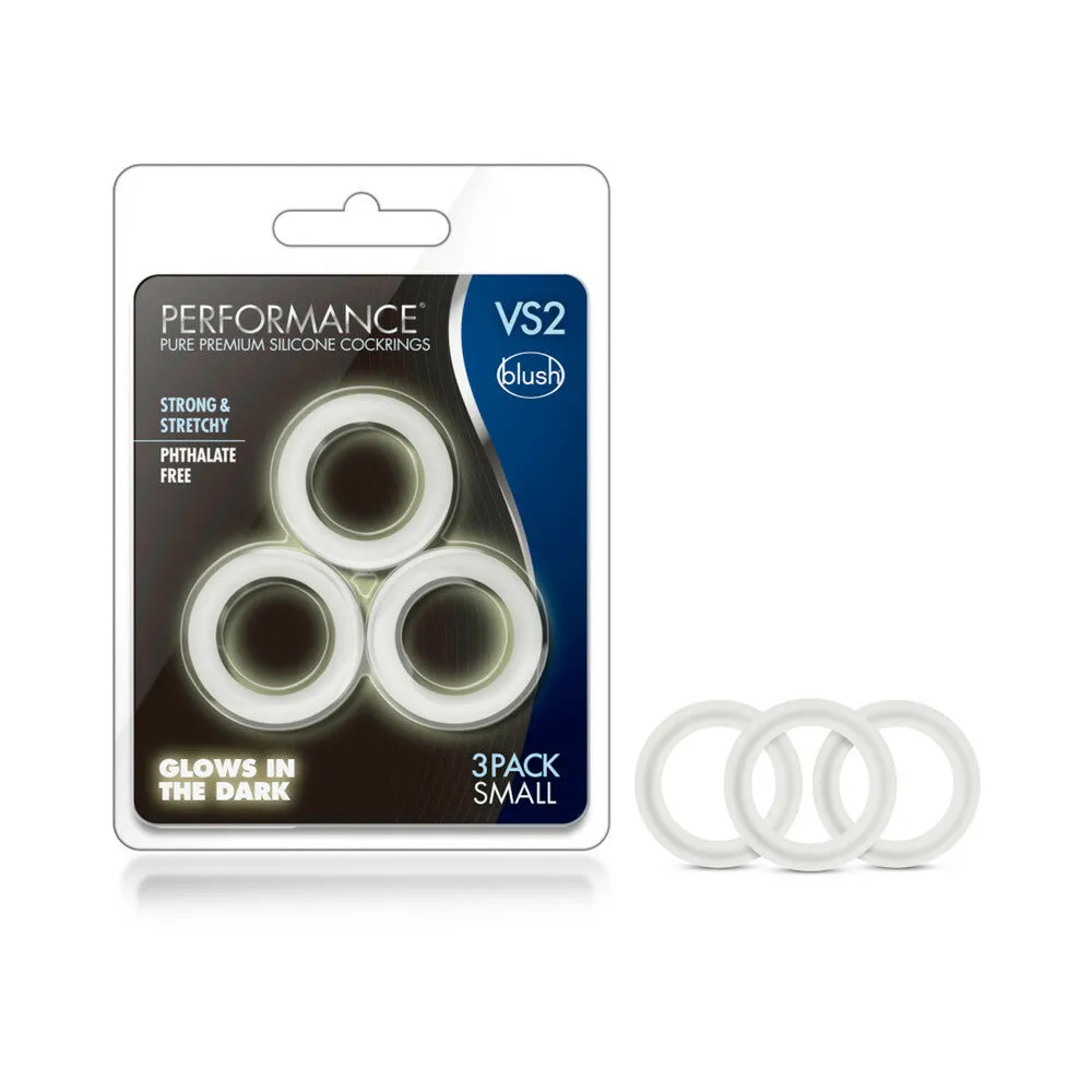 Performance VS2 Pure Premium Silicone Cockrings 3-Pack Small in White