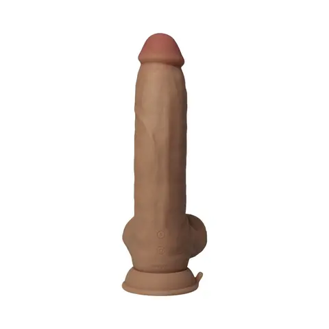 Shaft Vibrating Model C: 9.5 in. Dual Density Silicone Dildo Oak