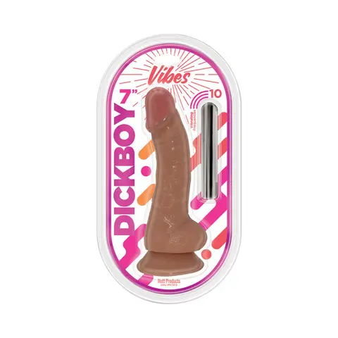 Dickboy Vibes 7 in. Dildo with Rechargeable Bullet Caramel