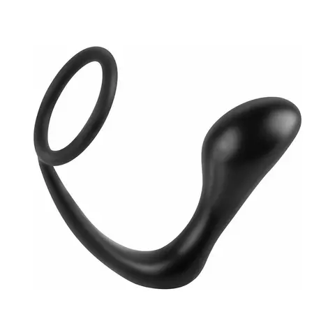 Anal Fantasy Collection Silicone Ass-Gasm Cockring Plug Black
