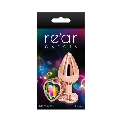 Rear Assets Rose Gold Heart Plug Medium in Rainbow