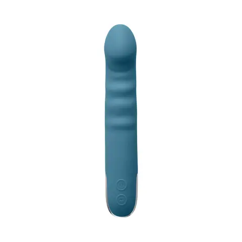 Evolved Queen Of All Trades Rechargeable Silicone Thrusting and Rotating Vibrator Teal