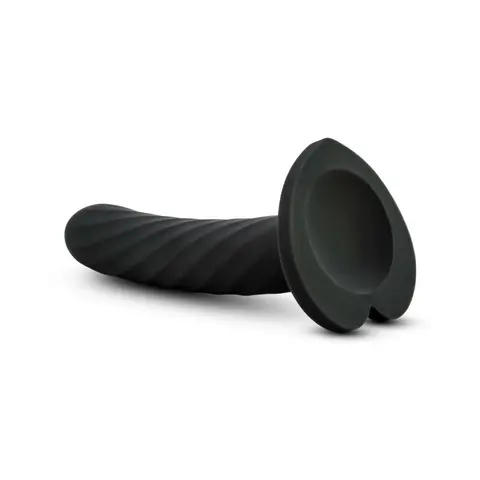 Temptasia Twist 5.5 in. Curved Dildo with Heart-Shaped Suction Cup Medium Black