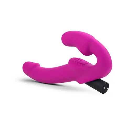 Temptasia Estella 9.5 in. Silicone Strapless Strap-On Dildo with Bullet Vibrator Pink