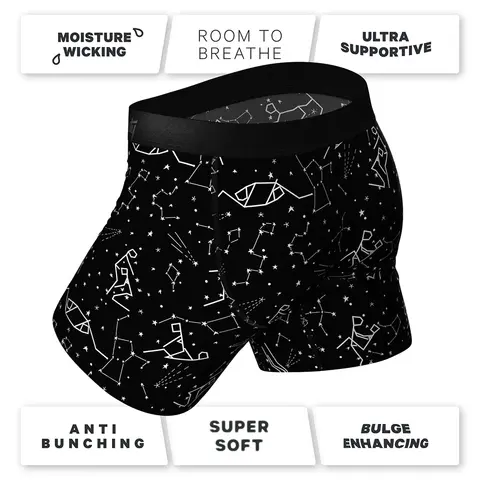 Shinesty The Big Bang Glow-in-the-Dark Constellation Ball Hammock Pouch Underwear with Fly S in Glow in the Dark