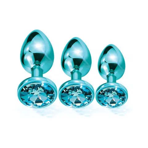 Nixie Metal Butt Plug Trainer Set 3-Piece Blue Metallic