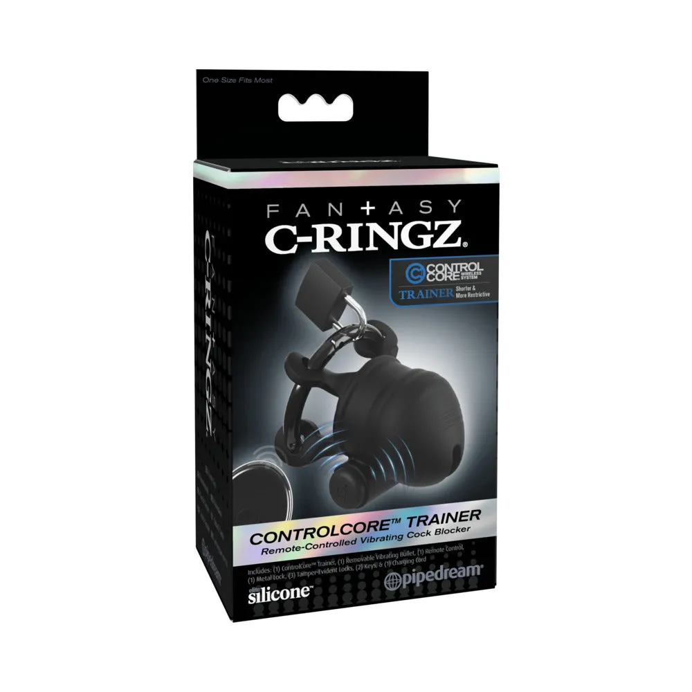 Fantasy C-Ringz ControlCore Trainer Remote Vibrating Cock Blocker Black