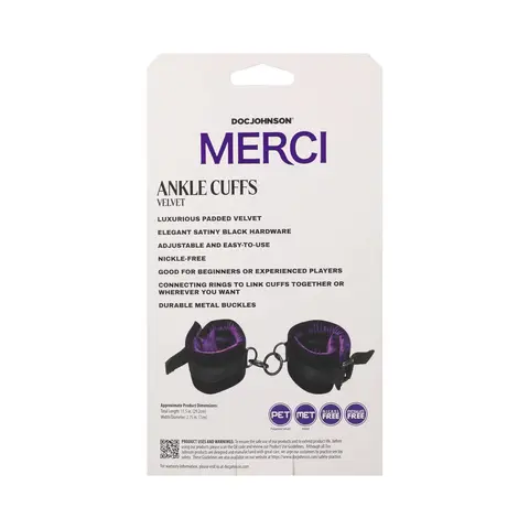 Merci Velvet Ankle Cuffs Violet/Black