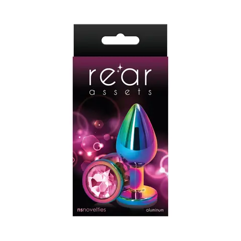 Rear Assets Metal Anal Plug Medium in Multicolor/Pink