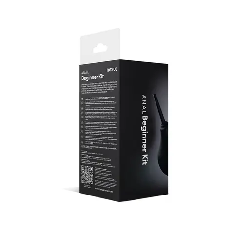 Nexus Anal Beginner Kit with Douche, Silicone Beads, Small Silicone Butt Plug Black