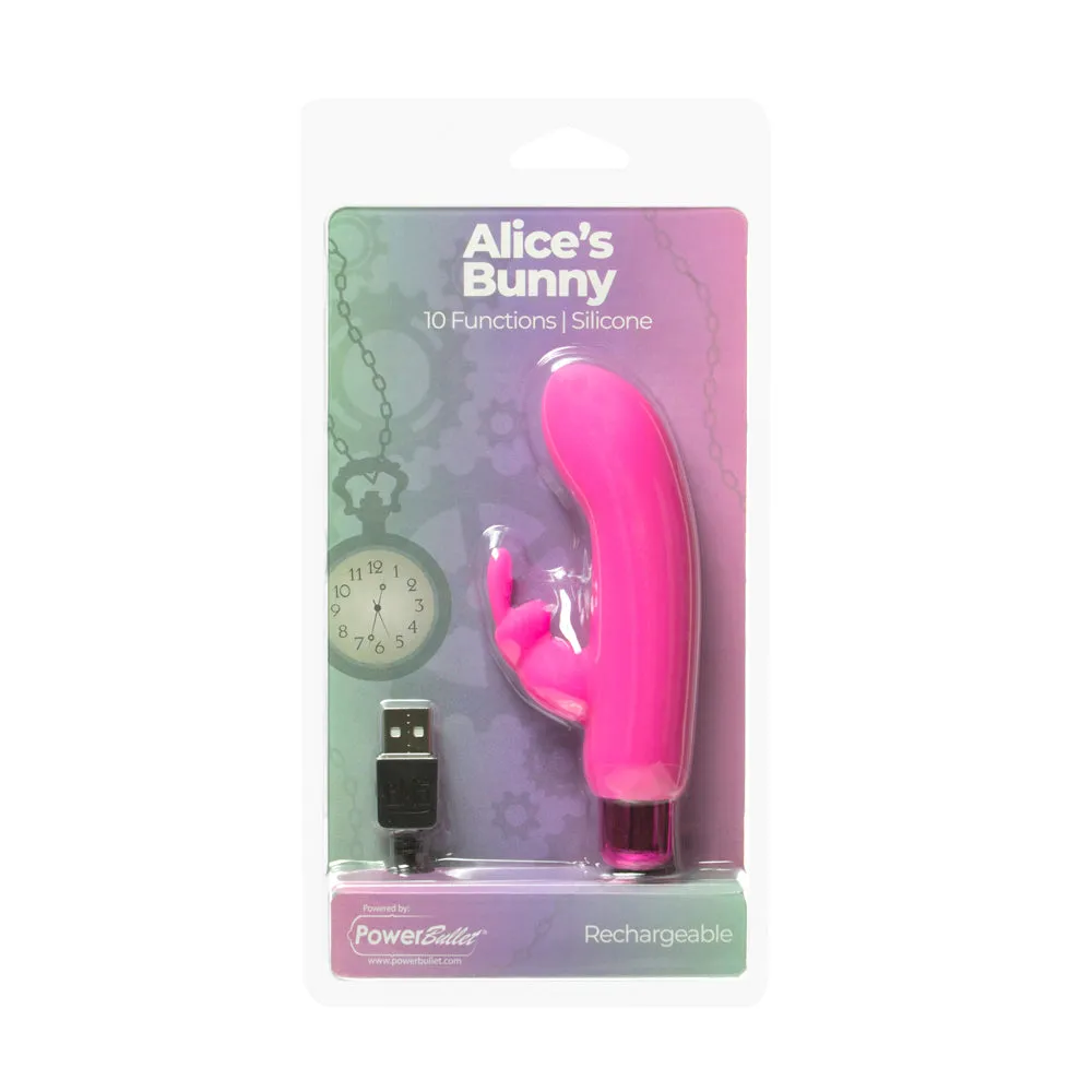 Powerbullet Alice's Bunny Rechargeable Bullet Vibrator with Silicone Rabbit Sleeve in Pink