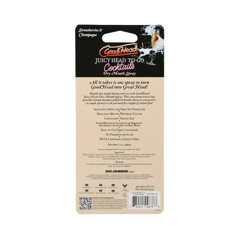 GoodHead Juicy Head Cocktails Dry Mouth Spray To-Go Strawberries & Champagne