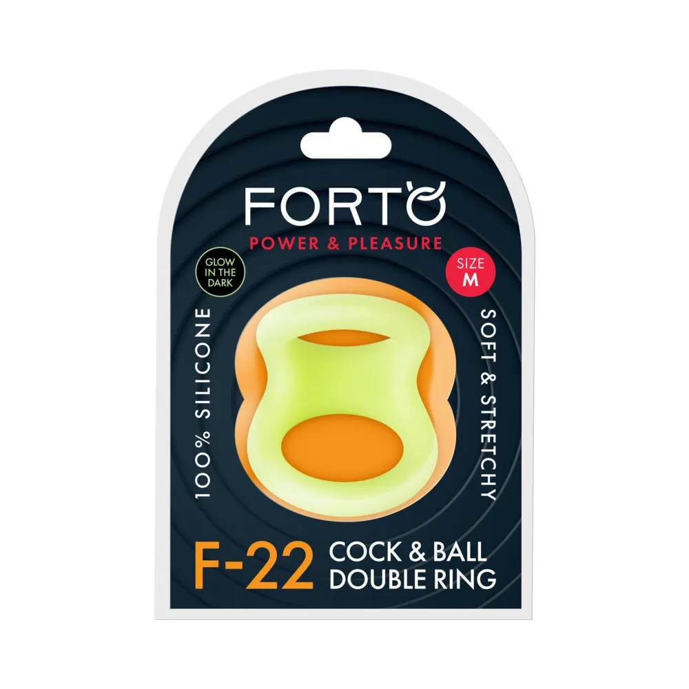 Forto F-22 Liquid Silicone Cock & Ball D-Ring Medium Glow