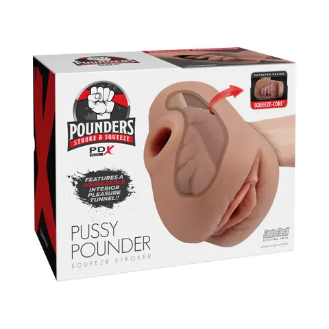 PDX Plus Pussy Pounder Squeeze Stroker in Brown