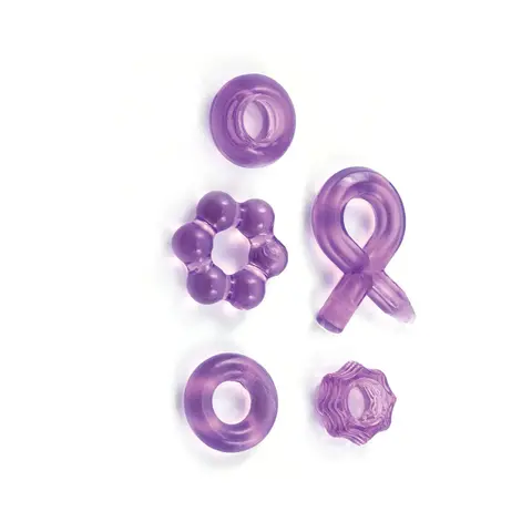 Enhancer Five Piece Cock Ring Set in Purple