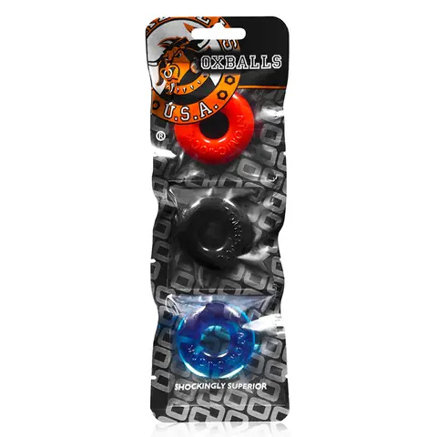 OxBalls Ringer, 3-Pack Of Do-Nut-1, Small in Multicolor