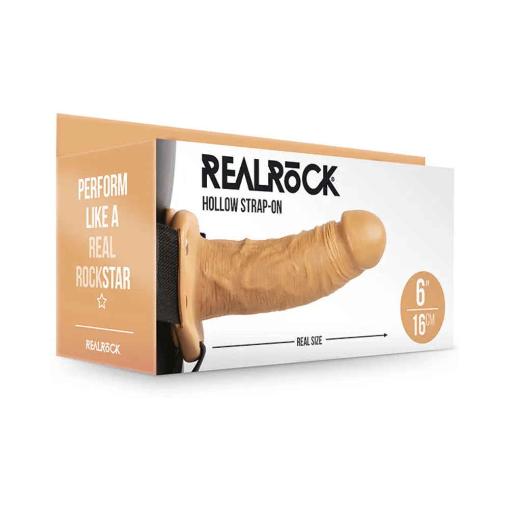 RealRock Realistic 6 in. Hollow Strap-On in Tan