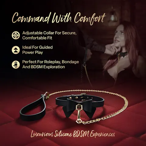 Temptasia Ardor Collar & Leash Black with Bow