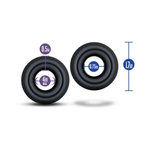 Stay Hard Donut Rings Oversized Cockring 2-Pack in Black