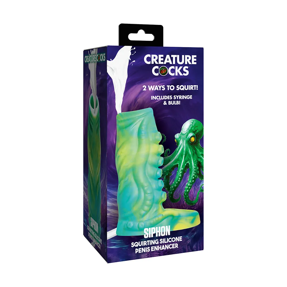 Creature Cocks Siphon Tentacle Squirting Silicone Penis Enhancer in Green