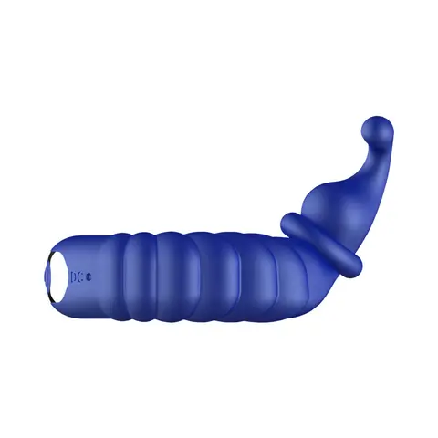 Forto F-24 Rechargeable Silicone Textured Vibrating Cockring in Blue