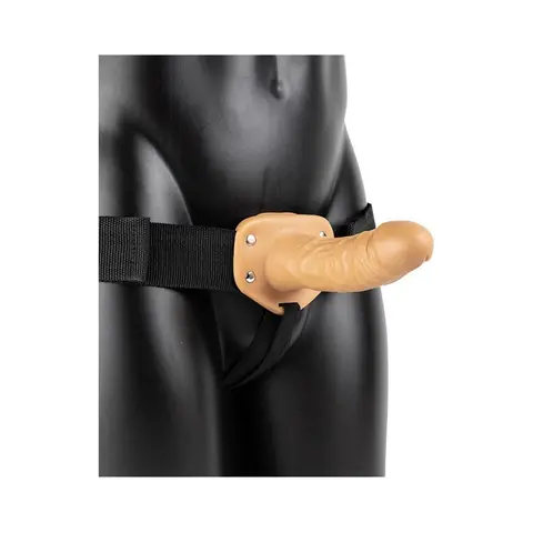 RealRock Realistic 6 in. Hollow Strap-On in Tan