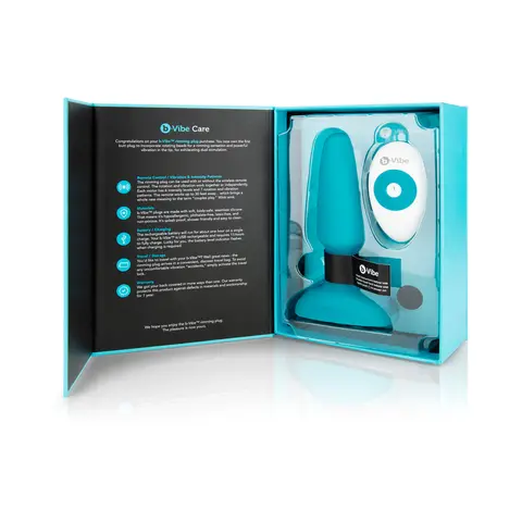 b-Vibe Rimming 2 Rotating and Vibrating Remote Control Plug in Teal