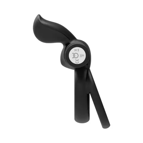 Forto Pointer Rechargeable Silicone Vibrating Dual Cockring with External Stimulator in Black