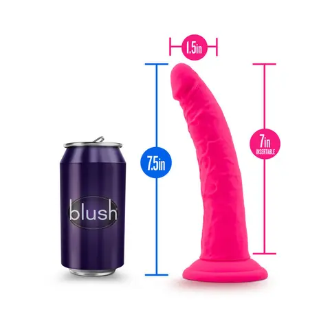Neo Elite 7.5 in. Silicone Dual Density Dildo Neon in Pink