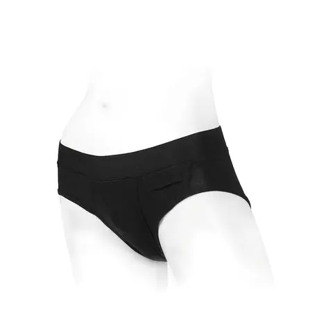 SpareParts Tomboi Rayon Briefs Harness Black Size S