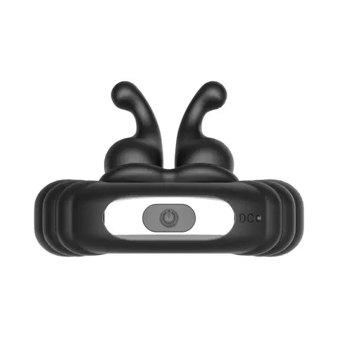 Forto F-24 Rechargeable Silicone Textured Vibrating Cockring in Black