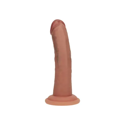 Realrock Dual Density Silicone Realistic Curved Dildo 6 in. in Tan