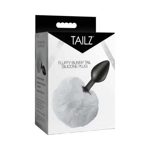 Tailz Fluffy Bunny Tail Silicone Plug in White