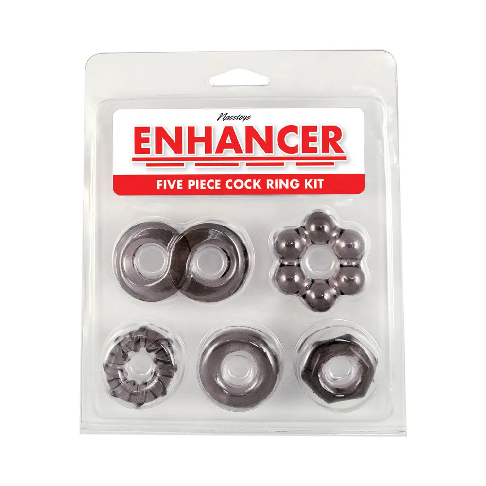 Enhancer Five Piece Cock Ring Set in Black