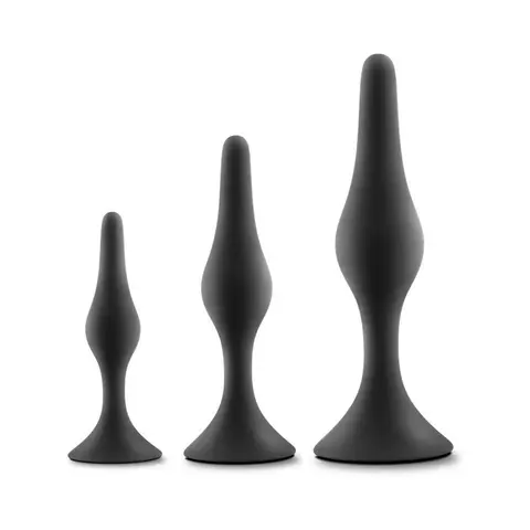Luxe 3-Piece Silicone Beginner Plug Kit in Black
