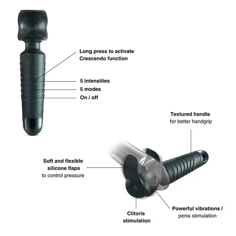 MAN WAN Man.Wand Evo 2-in-1 Frenulum Stimulator & Wand with Crescendo Pine Grey