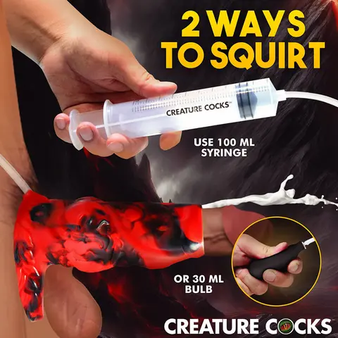 Creature Cocks Hell Hound Squirting Silicone Penis Enhancer Red