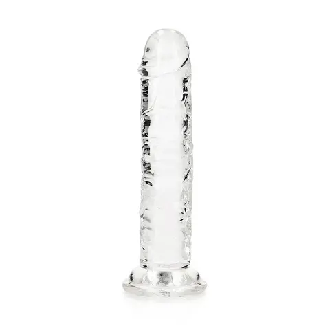 RealRock Crystal Clear Straight 6 in. Dildo Without Balls in Clear