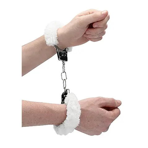 Ouch! Beginner's Furry Handcuffs With Quick-Release in White