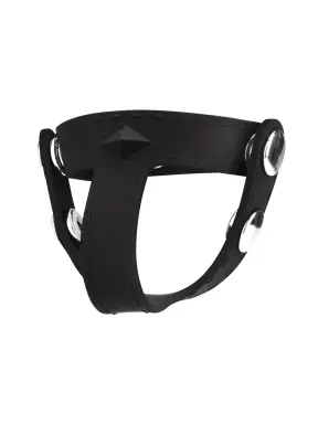 silicone t-style cock ring with ball divider