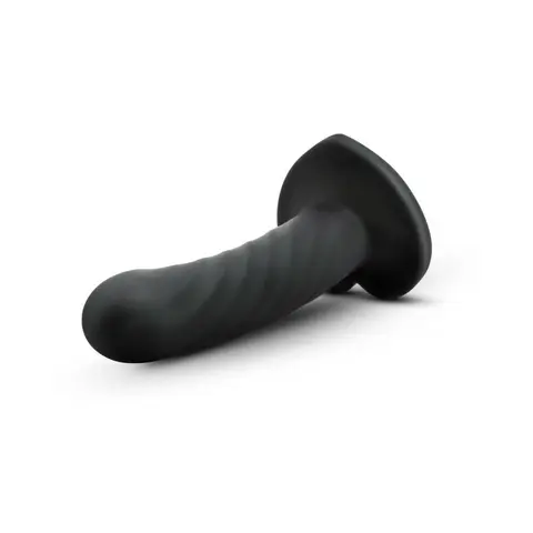 Temptasia Twist 5.5 in. Curved Dildo with Heart-Shaped Suction Cup Medium Black