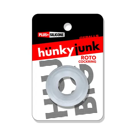 Hunkyjunk Roto Grooved Gripper-Ribbed Cockring Clear Steam