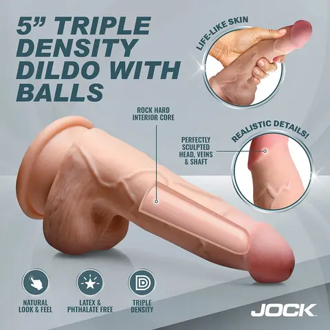 JOCK Hard-Core 5 in. Triple Density Dildo with Balls