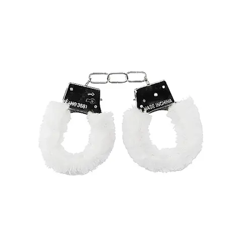 Ouch! Beginner's Furry Handcuffs With Quick-Release in White