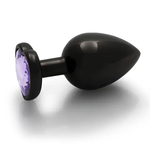 Ouch! Heart Gem Butt Plug Large Gunmetal/Amethyst