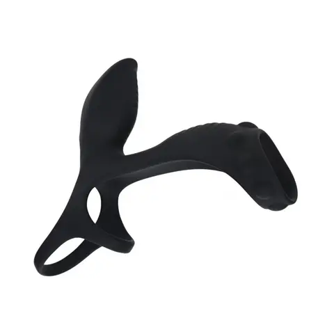 LEVELZ Vibrating Silicone Cock & Ball Ring with Shaft Loop in Black