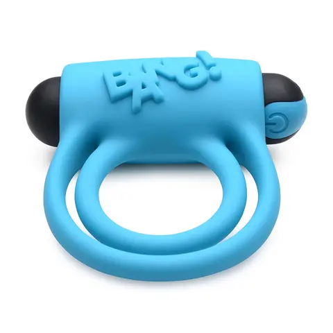 BANG! Silicone Cock Ring & Bullet with Remote Control in Blue