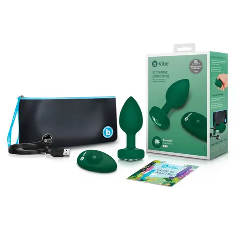 b-Vibe Vibrating Jewel Rechargeable Remote-Controlled Anal Plug with Gem Base Aquamarine Small/Medium