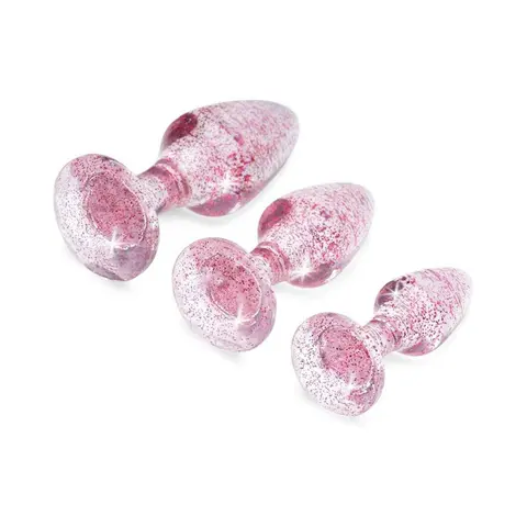 Adam & Eve Glitter Gem Butt Plug Set in Pink