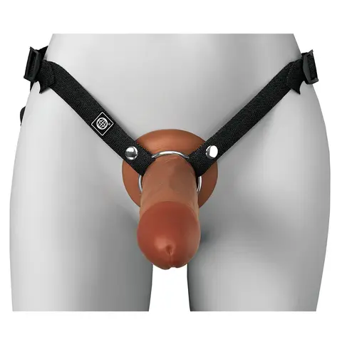 Fantasy X-Tensions Elite Hollow Silicone Strap-On 8 in. in Brown
